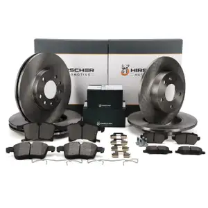 HIRSCHER Bremsscheiben Bel&auml;ge f&uuml;r OPEL Astra G H Meriva A B A B mit ABS vorne + hinten