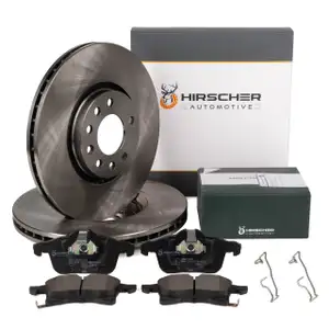 HIRSCHER Bremsscheiben + Bremsbel&auml;ge f&uuml;r OPEL Astra H Meriva A B Zafira B 5-Loch vorne