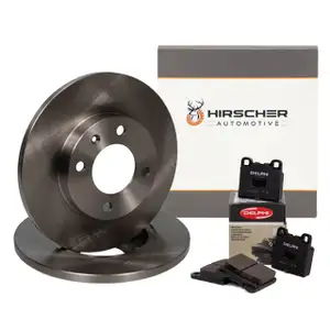 HIRSCHER Bremsscheiben + DELPHI Bel&auml;ge f&uuml;r VW Golf 1 Jetta 1.6 TD Scirocco AUDI 50 vorne