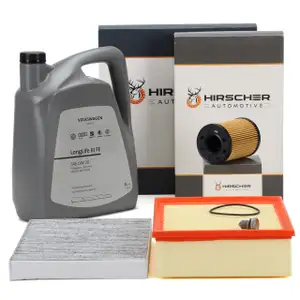 HIRSCHER Filterset 3-tlg + 5L ORIGINAL 0W30 Motor&ouml;l f&uuml;r AUDI A4 8E B7 2.0 TDI 121-170 PS