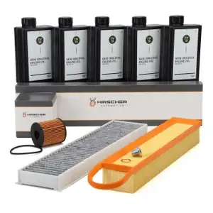 HIRSCHER Filterset + 5L ORIGINAL 5W30 Motor&ouml;l f&uuml;r MINI R56 R55 R60 R57 R58 R61 R59 N12 N16