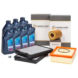 HIRSCHER Filterset + 7L ORIGINAL 5W30 Motor&ouml;l f&uuml;r BMW 5er 520i 523i 525i 528i 530i M52 M54