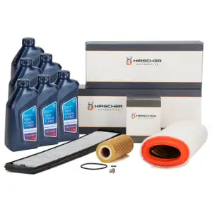 HIRSCHER Filterset 3-tlg + 6L ORIGINAL 5W30 Motor&ouml;l f&uuml;r BMW 3er E46 318d 04.2003 320d M47