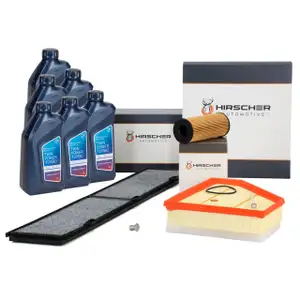 HIRSCHER Filterset 3-tlg + 6L ORIGINAL 5W30 Motor&ouml;l f&uuml;r BMW 1er E81-88 3er E90-93 X1 N47