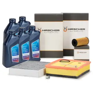 HIRSCHER Filterset 3-tlg + 5L ORIGINAL 5W30 Motor&ouml;l f&uuml;r BMW F20 F21 F22 F23 F30-34 N47