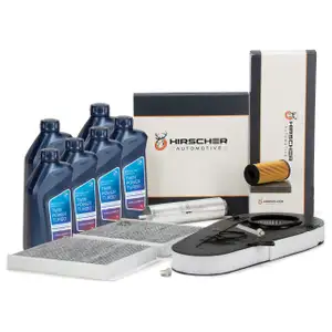 HIRSCHER Filterset 4-tlg + 6L ORIGINAL 5W30 Motor&ouml;l f&uuml;r BMW 5er F10 F11 518d 520d 525d N47