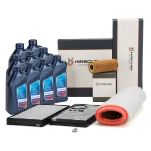 HIRSCHER Filterset 3-tlg + 9L ORIGINAL 5W30 Motor&ouml;l f&uuml;r BMW 5er E60 E61 525d 530d M57