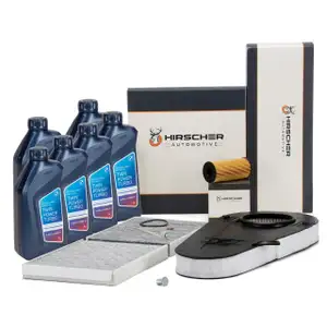 HIRSCHER Filterset 3-tlg + 6L ORIGINAL 5W30 Motor&ouml;l f&uuml;r BMW 5er F10 F11 518d 520d 525d N47