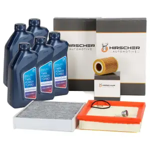 HIRSCHER Filterset + 5L ORIGINAL 5W30 Motor&ouml;l f&uuml;r BMW 1er F20 F21 114-120i 3er F30 F31 N13