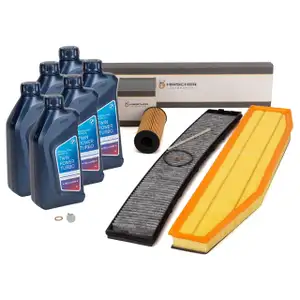 HIRSCHER Filterset 3-tlg + 6L ORIGINAL 5W30 Motoröl für BMW X3 E83 2.0sd xDrive18d/20d N47