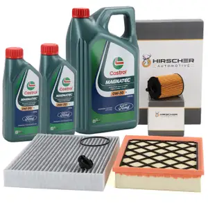 HIRSCHER Filterset 3-tlg + 7L ORIGINAL 0W30 Motor&ouml;l f&uuml;r FORD Mondeo 5 S-Max 2.0 TDCi