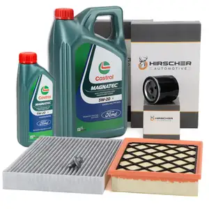 HIRSCHER Filterset + 6L ORIGINAL 5W20 Motor&ouml;l f&uuml;r FORD Mondeo 5 Galaxy S-Max 2.0 EcoBoost