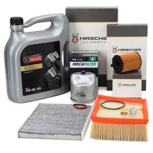 HIRSCHER Filterset 4-tlg + 5L ORIGINAL 5W30 Motor&ouml;l f&uuml;r FORD B-Max 6 MK6 1.4-1.6 TDCi