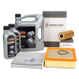 HIRSCHER Filterset 3-tlg + 7L ORIGINAL 5W30 A5 Motor&ouml;l f&uuml;r FORD Focus 2 MK2 2.5 ST 225 PS