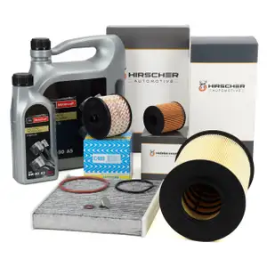 HIRSCHER Filterset 4-tlg + 6L ORIGINAL 5W30 Motor&ouml;l f&uuml;r FORD Kuga 1 MK1 2.0 TDCi 136 PS