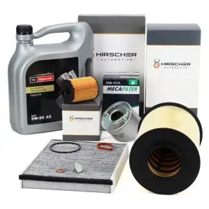 HIRSCHER Filterset 4-tlg + 5L ORIGINAL 5W30 Motor&ouml;l f&uuml;r FORD 3 Grand/C-Max 2 1.6 TDCi