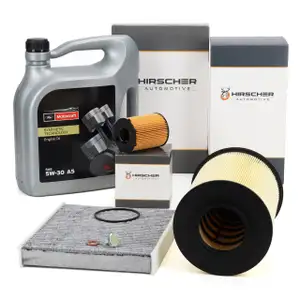 HIRSCHER Filterset 3-tlg + 5L ORIGINAL 5W30 Motor&ouml;l f&uuml;r FORD Focus C-Max DM2 1.6 TDCi