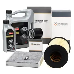 HIRSCHER Filterset 3-tlg + 6L ORIGINAL 5W30 Motor&ouml;l f&uuml;r FORD Focus C-Max DM2 1.8 TDCi