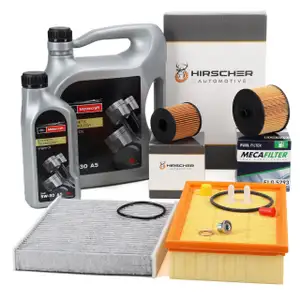 HIRSCHER Filterset 4-tlg + 6L ORIGINAL 5W30 Motor&ouml;l f&uuml;r FORD Focus C-Max DM2 2.0 TDCi