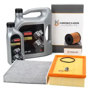 HIRSCHER Filterset 3-tlg + 6L ORIGINAL 5W30 Motor&ouml;l f&uuml;r FORD Focus C-Max DM2 2.0 TDCi