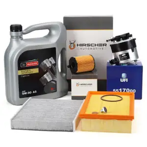 HIRSCHER Filterset 4-tlg 5L ORIGINAL 5W30 Motor&ouml;l f&uuml;r FORD C-Max DM2 1.6 TDCi 10.2005