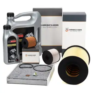 HIRSCHER Filterset 4-tlg + 6L ORIGINAL 5W30 Motor&ouml;l f&uuml;r FORD Kuga 1 MK1 2.0 TDCi 140/163