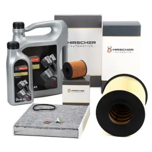 HIRSCHER Filterset 3-tlg + 6L ORIGINAL 5W30 Motor&ouml;l f&uuml;r FORD Kuga 1 MK1 2.0 TDCi 136-163