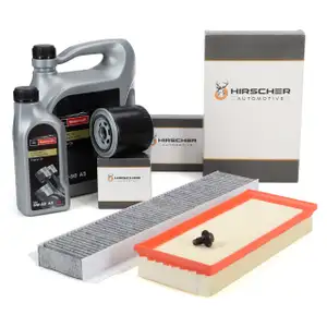 HIRSCHER Filterset 3-tlg + 6L ORIGINAL 5W30 Motor&ouml;l f&uuml;r FORD Mondeo 3 2.5/3.0 V6 24V ST220