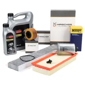 HIRSCHER Filterset 4-tlg + 6L ORIGINAL 5W30 Motor&ouml;l f&uuml;r FORD Mondeo 3 MK3 2.0/2.2 TDCi