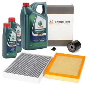 HIRSCHER Filterset 3-tlg + 7L CASTROL 0W30 Motor&ouml;l f&uuml;r FORD Focus 4 MK4 3 MK3 2.0 EcoBlue