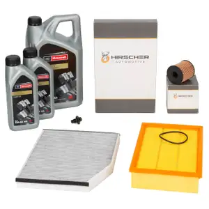 HIRSCHER Filterset 3-tlg 7L ORIGINAL 5W30 A5 Motor&ouml;l f&uuml;r FORD Transit 2.2 TDCi mit Allrad