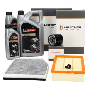 HIRSCHER Filterset 3-tlg + 7L ORIGINAL 5W30 A5 f&uuml;r FORD Transit V363 2.2 TDCi 01.14-07.14