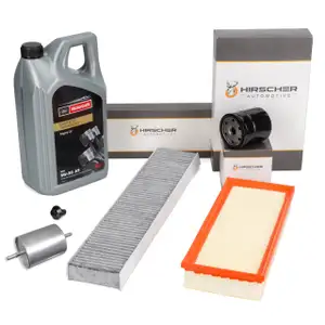 HIRSCHER Filterset 4-tlg + 5L ORIGINAL 5W30 Motor&ouml;l f&uuml;r FORD Mondeo 3 1.8/2.0 16V 11.2002