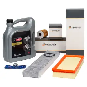 HIRSCHER Filterset + 5L ORIGINAL Motorcraft 5W30 Motor&ouml;l f&uuml;r FORD 3 1.8-2.0 bis 10.2002