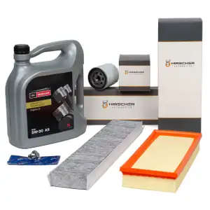 HIRSCHER Filterset + 5L ORIGINAL Motorcraft 5W30 Motor&ouml;l f&uuml;r FORD Mondeo 3 1.8-2.0 11.2002