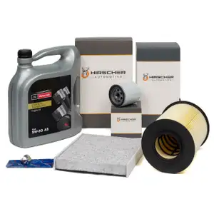 HIRSCHER Filterset + 5L ORIGINAL Motorcraft 5W30 Motor&ouml;l f&uuml;r FORD Focus 2 1.8 2.0 04.2007