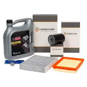 HIRSCHER Filterset + 5L ORIGINAL Motorcraft 5W30 Motor&ouml;l f&uuml;r FORD Fiesta 5 MK5 1.3 1.6