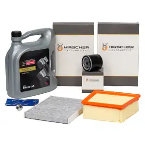 HIRSCHER Filterset + 5L ORIGINAL Motorcraft 5W30 Motor&ouml;l f&uuml;r FORD 6 B-Max 1.25 1.4 1.6