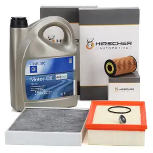 HIRSCHER Filterset + 5L ORIGINAL 5W30 dexos2 Motoröl für OPEL Mokka/10 J13 1.4 1.6 Fgst.