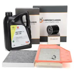 HIRSCHER Filterset Filterpaket + 5L ORIGINAL 0W20 Motor&ouml;l f&uuml;r OPEL Insignia B 1.5 140/165