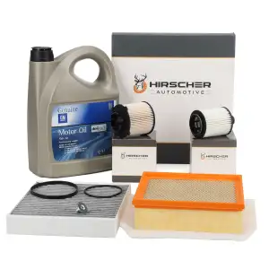 HIRSCHER Filterset 4-tlg + 5L ORIGINAL 5W30 dexos2 f&uuml;r OPEL Meriva B 1.3 CDTi bis Fgst.
