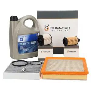 HIRSCHER Filterset 4-tlg + 5L ORIGINAL 5W30 dexos2 für OPEL Insignia A Zafira C 2.0 CDTi