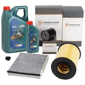 HIRSCHER Filterset 3-tlg + 6L ORIGINAL 0W30 D Motoröl für FORD Focus 2 C-Max 2 2 2.0 TDCi