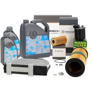 HIRSCHER Filterset 4-tlg + 7L ORIGINAL 5W30 Motor&ouml;l MERCEDES W204 S204 C220CDI OM646.811