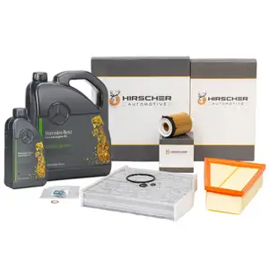 HIRSCHER Filterset + 6L ORIGINAL 5W30 MB 229.52 Motor&ouml;l f&uuml;r MERCEDES W176 W246 C/X117 M270