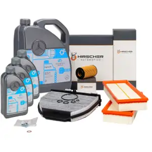 HIRSCHER Filterset + 8L ORIGINAL 5W30 Motor&ouml;l f&uuml;r MERCEDES W204 S204 W212 A207 M272 M273