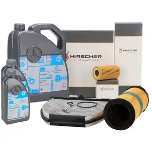 HIRSCHER Filterset 3-tlg + 7L ORIGINAL 5W30 Motor&ouml;l MERCEDES W204 S204 C200/220CDI OM646
