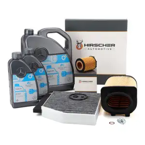HIRSCHER Filterset + 7L ORIGINAL 5W30 MB 229.51 Motor&ouml;l f&uuml;r MERCEDES W205 S205 X/C253 M274
