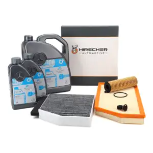 HIRSCHER Filterset 3-tlg + 7L ORIGINAL 5W30 MB 229.51 f&uuml;r MERCEDES W205 W206 W213 OM654