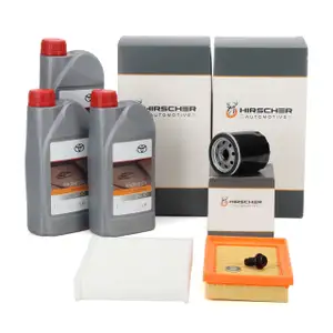 HIRSCHER Filterset + 3L ORIGINAL 5W-30 Motor&ouml;l f&uuml;r TOYOTA Aygo (_B4_) 1.0 69/72 PS